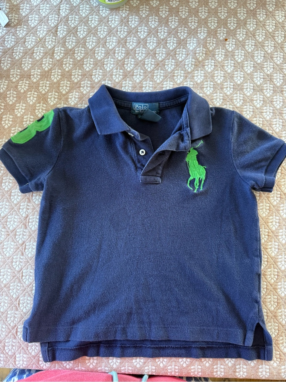 Polo by Ralph Lauren Navy Polo with Bright Green Pony